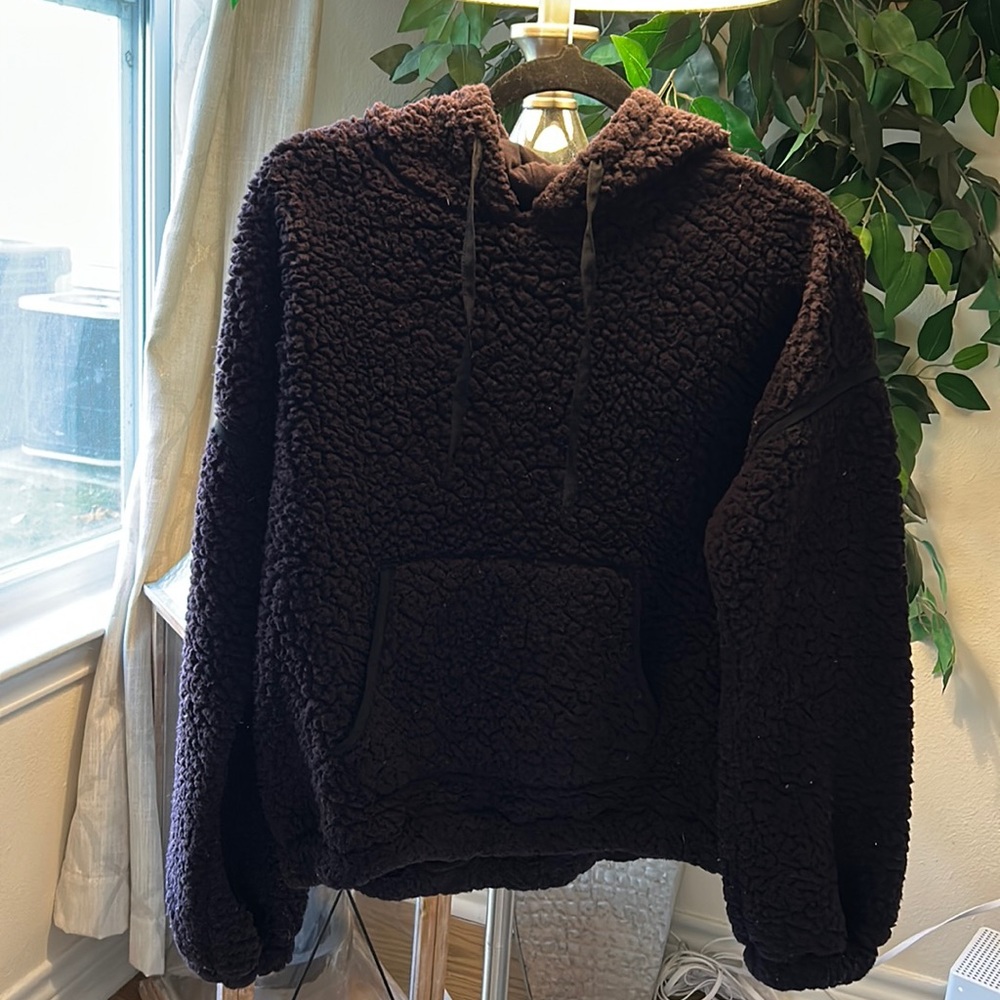 Z by Zella dark purple fuzzy hooded sweater